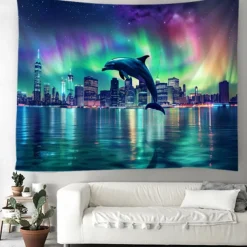 Aurora Northern Lights Hanging Tapestry Wall Art Large Tapestry Mural Decor Photograph Backdrop Blanket Curtain Home Bedroom Living Room Decoration