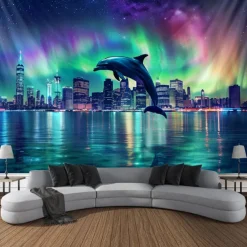 Aurora Northern Lights Hanging Tapestry Wall Art Large Tapestry Mural Decor Photograph Backdrop Blanket Curtain Home Bedroom Living Room Decoration