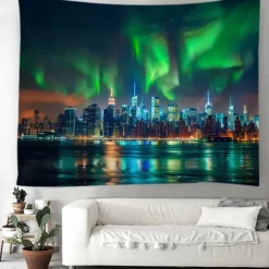 Aurora Northern Lights Hanging Tapestry Wall Art Large Tapestry Mural Decor Photograph Backdrop Blanket Curtain Home Bedroom Living Room Decoration