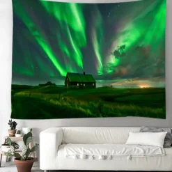 Aurora Northern Lights Hanging Tapestry Wall Art Large Tapestry Mural Decor Photograph Backdrop Blanket Curtain Home Bedroom Living Room Decoration