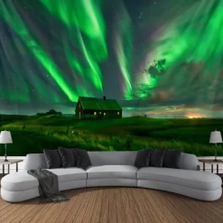 Aurora Northern Lights Hanging Tapestry Wall Art Large Tapestry Mural Decor Photograph Backdrop Blanket Curtain Home Bedroom Living Room Decoration