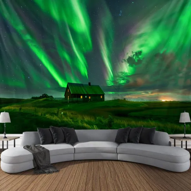 Aurora Northern Lights Hanging Tapestry Wall Art Large Tapestry Mural Decor Photograph Backdrop Blanket Curtain Home Bedroom Living Room Decoration