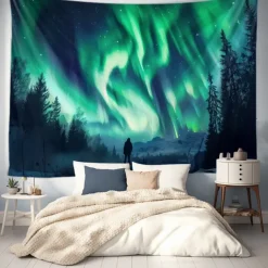 Aurora Northern Lights Hanging Tapestry Wall Art Large Tapestry Mural Decor Photograph Backdrop Blanket Curtain Home Bedroom Living Room Decoration