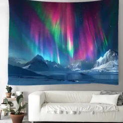Aurora Northern Lights Hanging Tapestry Wall Art Large Tapestry Mural Decor Photograph Backdrop Blanket Curtain Home Bedroom Living Room Decoration