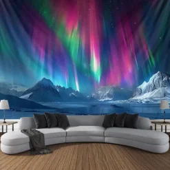 Aurora Northern Lights Hanging Tapestry Wall Art Large Tapestry Mural Decor Photograph Backdrop Blanket Curtain Home Bedroom Living Room Decoration