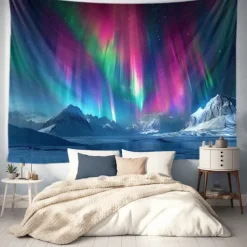 Aurora Northern Lights Hanging Tapestry Wall Art Large Tapestry Mural Decor Photograph Backdrop Blanket Curtain Home Bedroom Living Room Decoration