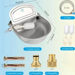 Automatic Pet Water Fountain - 304 Stainless Steel, Large Capacity Dispenser for Dogs, Outdoor Trough for Livestock, Chicken, Cow, Horse
