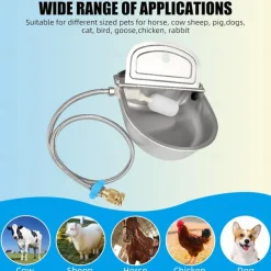 Automatic Pet Water Fountain - 304 Stainless Steel, Large Capacity Dispenser for Dogs, Outdoor Trough for Livestock, Chicken, Cow, Horse