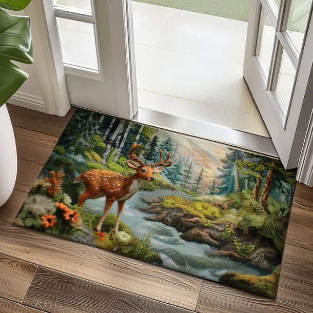 Autumn Quilt Forest Deer Doormat Kitchen Mat Floor Mat Non-Slip Area Rug Oil Proof Rug Indoor Outdoor Mat Bedroom Decor Bathroom Mat Entrance Rug