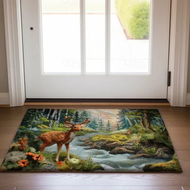 Autumn Quilt Forest Deer Doormat Kitchen Mat Floor Mat Non-Slip Area Rug Oil Proof Rug Indoor Outdoor Mat Bedroom Decor Bathroom Mat Entrance Rug