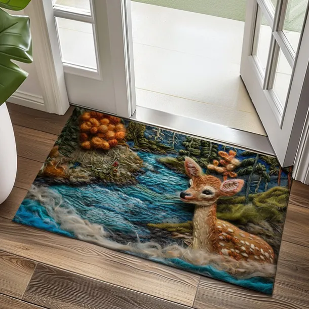 Autumn Quilt Forest Deer Doormat Kitchen Mat Floor Mat Non-Slip Area Rug Oil Proof Rug Indoor Outdoor Mat Bedroom Decor Bathroom Mat Entrance Rug