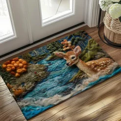 Autumn Quilt Forest Deer Doormat Kitchen Mat Floor Mat Non-Slip Area Rug Oil Proof Rug Indoor Outdoor Mat Bedroom Decor Bathroom Mat Entrance Rug