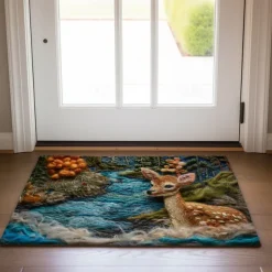 Autumn Quilt Forest Deer Doormat Kitchen Mat Floor Mat Non-Slip Area Rug Oil Proof Rug Indoor Outdoor Mat Bedroom Decor Bathroom Mat Entrance Rug