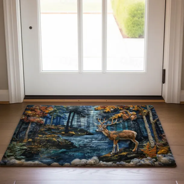 Autumn Quilt Forest Deer Doormat Kitchen Mat Floor Mat Non-Slip Area Rug Oil Proof Rug Indoor Outdoor Mat Bedroom Decor Bathroom Mat Entrance Rug