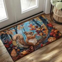 Autumn Quilt Forest Squirrel Doormat Kitchen Mat Floor Mat Non-Slip Area Rug Oil Proof Rug Indoor Outdoor Mat Bedroom Decor Bathroom Mat Entrance Rug