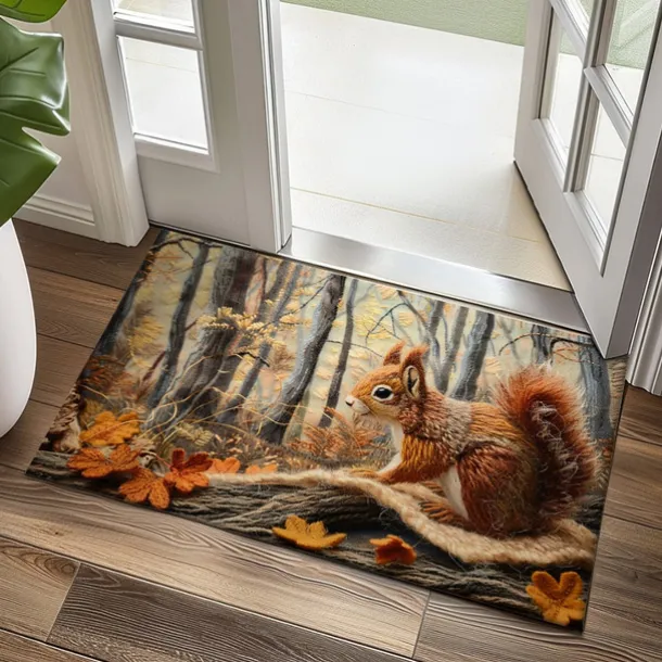 Autumn Quilt Forest Squirrel Doormat Kitchen Mat Floor Mat Non-Slip Area Rug Oil Proof Rug Indoor Outdoor Mat Bedroom Decor Bathroom Mat Entrance Rug