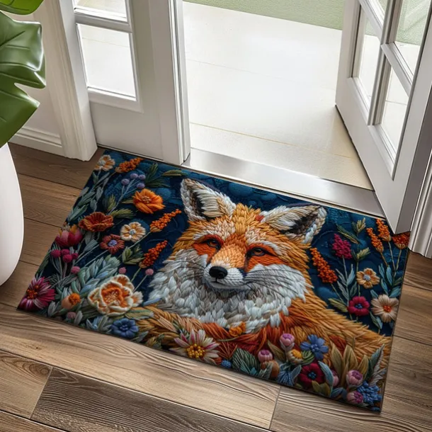 Autumn Quilt Fox Doormat Kitchen Mat Floor Mat Non-Slip Area Rug Oil Proof Rug Indoor Outdoor Mat Bedroom Decor Bathroom Mat Entrance Rug