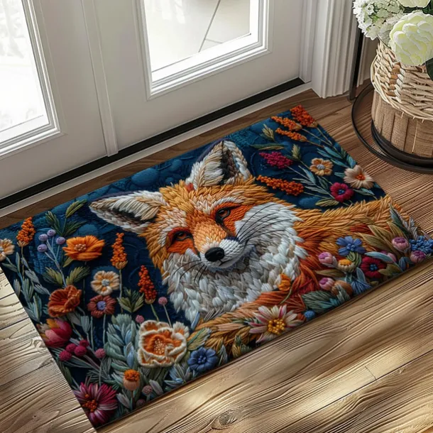 Autumn Quilt Fox Doormat Kitchen Mat Floor Mat Non-Slip Area Rug Oil Proof Rug Indoor Outdoor Mat Bedroom Decor Bathroom Mat Entrance Rug