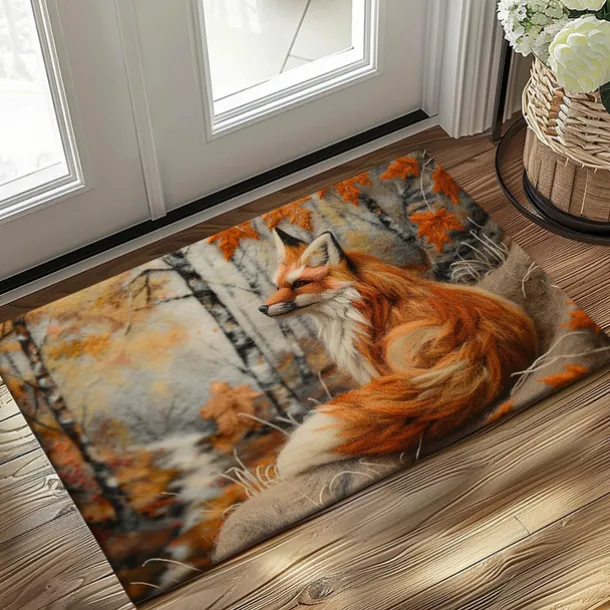 Autumn Quilt Fox Doormat Kitchen Mat Floor Mat Non-Slip Area Rug Oil Proof Rug Indoor Outdoor Mat Bedroom Decor Bathroom Mat Entrance Rug