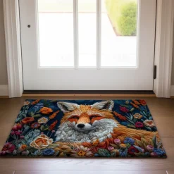 Autumn Quilt Fox Doormat Kitchen Mat Floor Mat Non-Slip Area Rug Oil Proof Rug Indoor Outdoor Mat Bedroom Decor Bathroom Mat Entrance Rug
