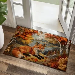 Autumn Quilt Fox Doormat Kitchen Mat Floor Mat Non-Slip Area Rug Oil Proof Rug Indoor Outdoor Mat Bedroom Decor Bathroom Mat Entrance Rug