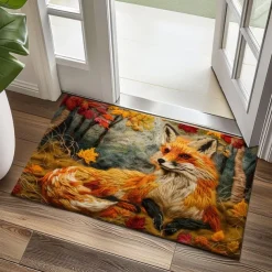 Autumn Quilt Fox Doormat Kitchen Mat Floor Mat Non-Slip Area Rug Oil Proof Rug Indoor Outdoor Mat Bedroom Decor Bathroom Mat Entrance Rug