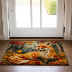 Autumn Quilt Fox Doormat Kitchen Mat Floor Mat Non-Slip Area Rug Oil Proof Rug Indoor Outdoor Mat Bedroom Decor Bathroom Mat Entrance Rug