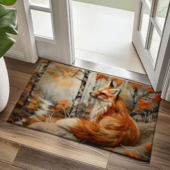 Autumn Quilt Fox Doormat Kitchen Mat Floor Mat Non-Slip Area Rug Oil Proof Rug Indoor Outdoor Mat Bedroom Decor Bathroom Mat Entrance Rug