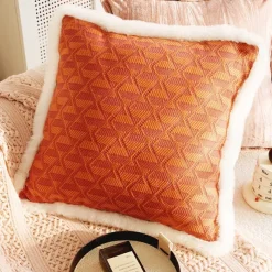 Autumn Winter Red Textured Decorative Toss Pillows Cover 1PC Exotic Soft Square Couch Cushion Case Pillowcase for Bedroom Livingroom Sofa Chair