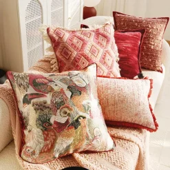 Autumn Winter Red Textured Decorative Toss Pillows Cover 1PC Exotic Soft Square Couch Cushion Case Pillowcase for Bedroom Livingroom Sofa Chair