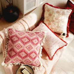 Autumn Winter Red Textured Decorative Toss Pillows Cover 1PC Exotic Soft Square Couch Cushion Case Pillowcase for Bedroom Livingroom Sofa Chair