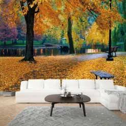 Autumn Yellow Forest Scenery Hanging tapestry mural art large-scale tapestry mural decoration photos background carpet curtains home bedroom living room decoration