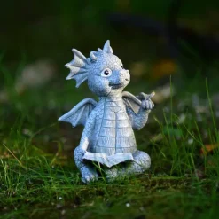 Baby Dragon Reading Book Statue Dragon Sculpture Garden Statue Sculptures for Outdoor Garden Backyard Porch Decoration