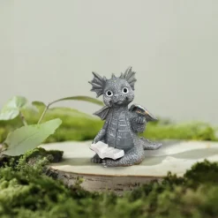 Baby Dragon Reading Book Statue Dragon Sculpture Garden Statue Sculptures for Outdoor Garden Backyard Porch Decoration