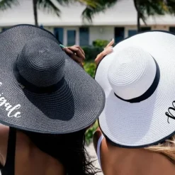 Bachelorette Party Bride and Bridesmaid Straw Hat Summer Beach Sun Protection Wide Brim Shade