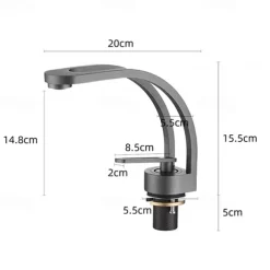 Basin Sink Mixer Taps, Deck Mounted Bathroom Sink Faucet, Brass Sinlge Handle with Hot and Cold Hose, One Hole Vessel Water Tap Chrome Black White Grey
