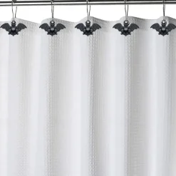 Bat Shower Curtain Hooks for Halloween Theme Decoration Bathroom Shower Rods, Rustproof Stainless Steel Shower Curtain Rings for Halloween Party Gothic Haunted House Decor 1pc