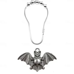 Bat Shower Curtain Hooks for Halloween Theme Decoration Bathroom Shower Rods, Rustproof Stainless Steel Shower Curtain Rings for Halloween Party Gothic Haunted House Decor 1pc