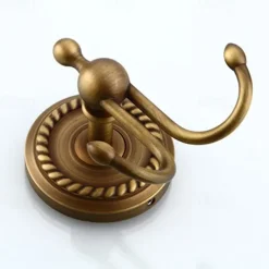 Bath Accessory Set Include Toilet Paper Holder and Robe Hook Antique Brass Wall Mounted 2 pcs