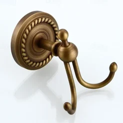 Bath Accessory Set Include Toilet Paper Holder and Robe Hook Antique Brass Wall Mounted 2 pcs