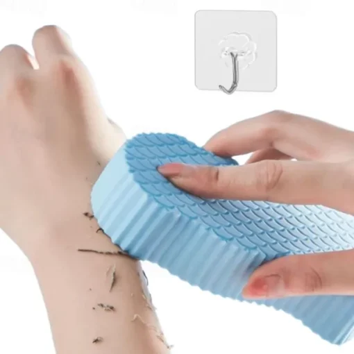 Bath Body Shower Sponge Scrub with Self-adhesive Hook Spa Scrub Exfoliator Dead Skin Remover for Adults Children Elasticity Reusable Shower Brush Skin Cleaner