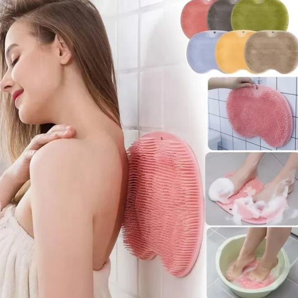 Bath Mat Non-slip Remove Dead Skin Lazy People Rub Back Artifact Silicone Shower Foot Scrubber Back Brush Bathroom Massager Clean