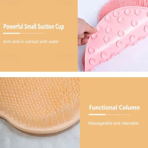 Bath Mat Non-slip Remove Dead Skin Lazy People Rub Back Artifact Silicone Shower Foot Scrubber Back Brush Bathroom Massager Clean