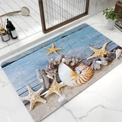 Bath Mat Non-slip Rug-Rubber Quick Dry Super Absorbent Thin Bathroom Rugs Fit Under Door-Washable Bathroom Floor Mats-Shower Rug for in Front of Bathtub Shower Room Sink