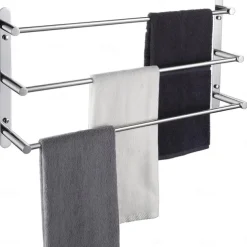 Bath Towel Bars Wall 45/60cm, 3-Tier Mounted Towel RackStainless Steel Towel Bar Storage Shelf for Bathroom Towel Holder Towel Rail Towel Hanger