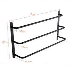 Bath Towel Bars Wall 45/60cm, 3-Tier Mounted Towel RackStainless Steel Towel Bar Storage Shelf for Bathroom Towel Holder Towel Rail Towel Hanger