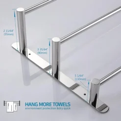 Bath Towel Bars Wall 45/60cm, 3-Tier Mounted Towel RackStainless Steel Towel Bar Storage Shelf for Bathroom Towel Holder Towel Rail Towel Hanger