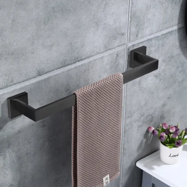 Bath Towel Bar,SUS304 Stainless Steel Towel Rack for Bathroom,Bathroom Accessories Towel Rod Heavy Duty Wall Mounted Towel Holder (Matte Black)