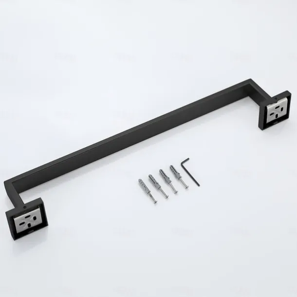 Bath Towel Bar,SUS304 Stainless Steel Towel Rack for Bathroom,Bathroom Accessories Towel Rod Heavy Duty Wall Mounted Towel Holder (Matte Black)