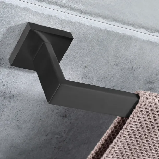 Bath Towel Bar,SUS304 Stainless Steel Towel Rack for Bathroom,Bathroom Accessories Towel Rod Heavy Duty Wall Mounted Towel Holder (Matte Black)